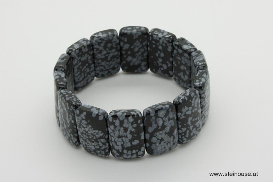 Armband Schneeflocken Obsidian 'Breit'